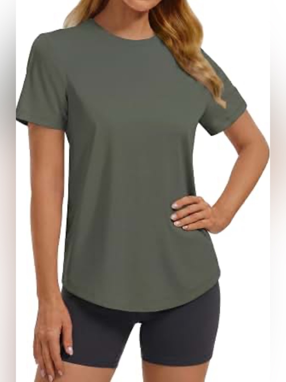 NWT All-In-Motion Crewneck short sleeve athletic t-shirt, olive/dark green shade